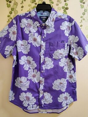 Chubbies Purple Floral Short-Sleeve Button-Down Shirt